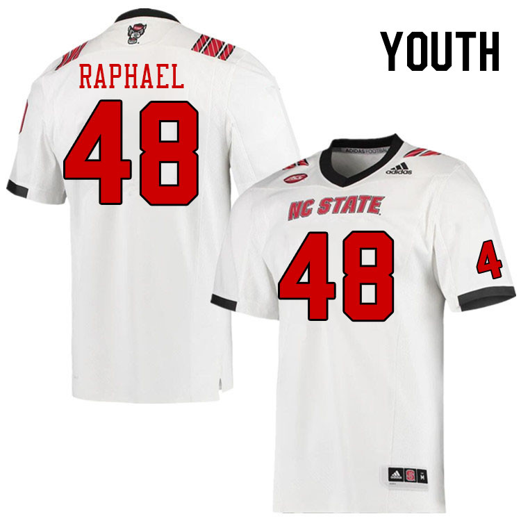 Youth #48 Blake Raphael NC State Wolfpack College Football Jerseys Stitched Sale-White - Click Image to Close